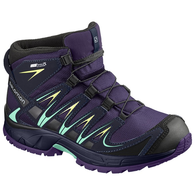 Chaussures De Randonnée Salomon Enfant Violette - Salomon XA PRO 3D MID CSWP J - France (6405-FRVLO)